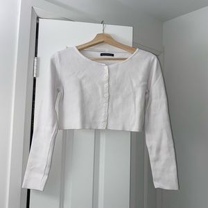 Brandy Melville White Cropped Cardigan